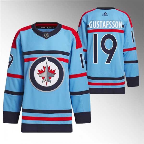 Mens Winnipeg Jets #19 David Gustafsson Light Blue Anniversary Primegreen Stitched Jersey Dzhi->winnipeg jets->NHL Jersey
